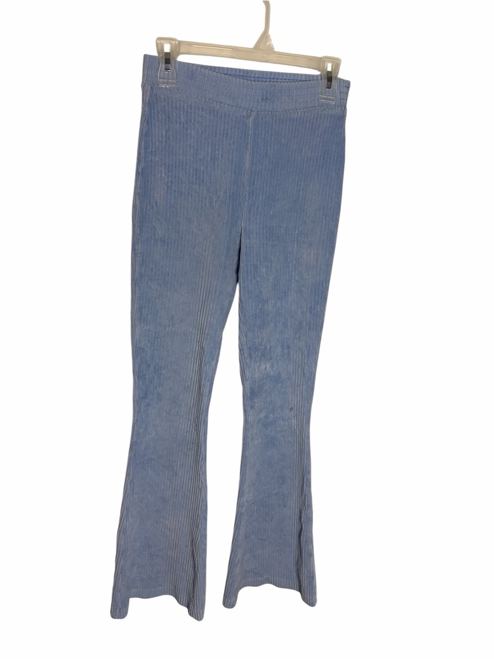 Aerie pastel blue ribbed flare velour pull on pants size S regular